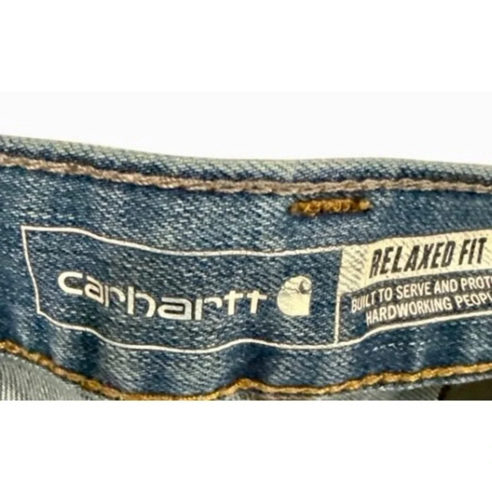 Carhartt Men's Size 42 x 30 Relaxed Fit Straight Leg Blue Denim Workwear Jeans